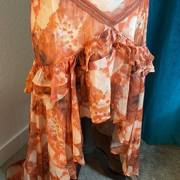 Fashion Nova Daisy High Low Maxi Dress - Orange/combo | size M | NWT - Picture 6 of 12